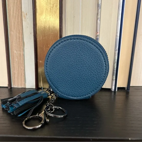 Blue and Beige Patterned Coin Purse/Bag Charm - Picture 1 of 9